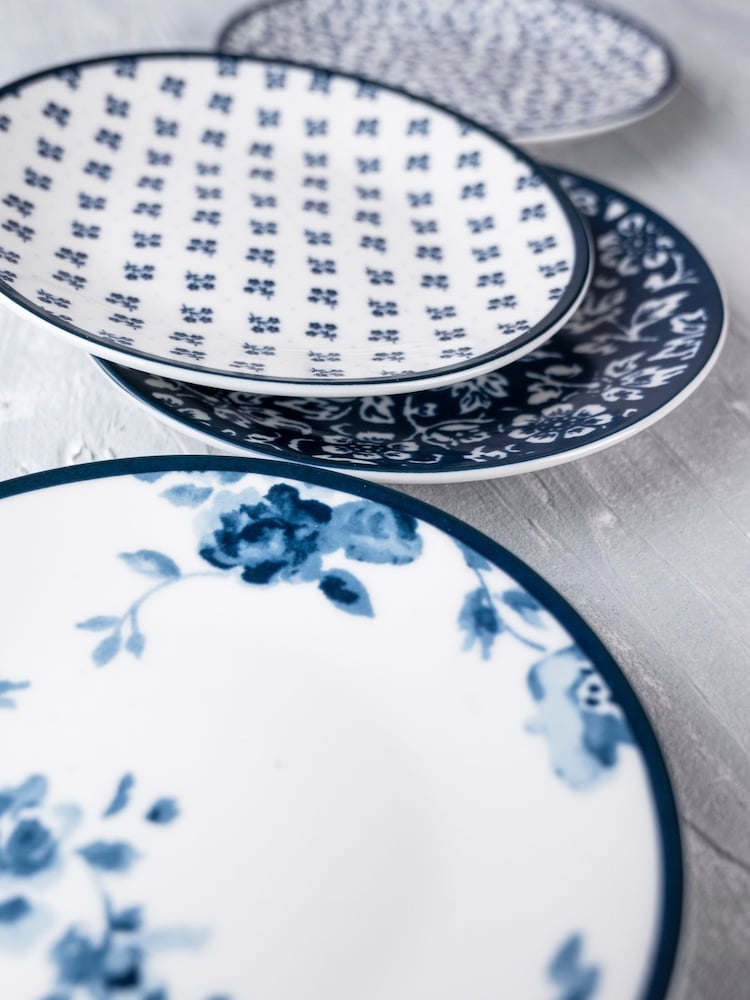 Laura Ashley Set of 4 Blue Blueprint Collectables Petit Four Plates - Image 2 of 3