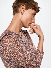 Mango Printed Cut Out Detail Black Dress - Image 3 of 6