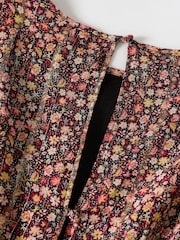 Mango Printed Cut Out Detail Black Dress - Image 6 of 6
