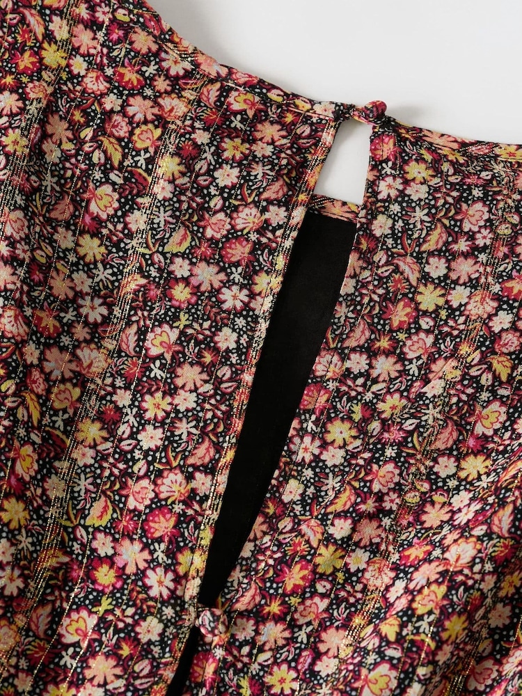 Mango Printed Cut Out Detail Black Dress - Image 6 of 6 Mango Printed Cut Out Detail Black Dress - Image 6 of 6