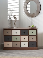 Pacific Sage Green Loft Pine Wood 12 Drawer Unit - Image 1 of 4