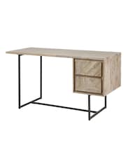 Pacific Brown Marca Acacia Wood 2 Drawer Desk - Image 2 of 4