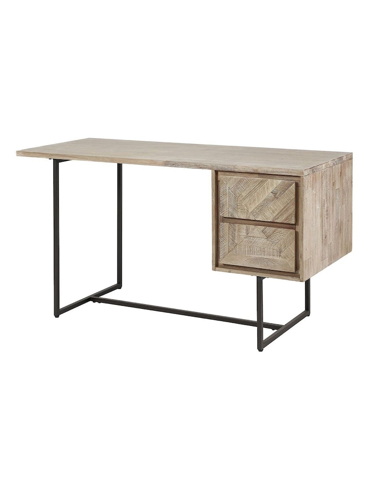 Pacific Brown Marca Acacia Wood 2 Drawer Desk - Image 2 of 4