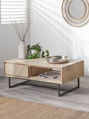 Pacific Brown Marca Acacia Wood 2 Drawer Coffee Table - Image 1 of 4