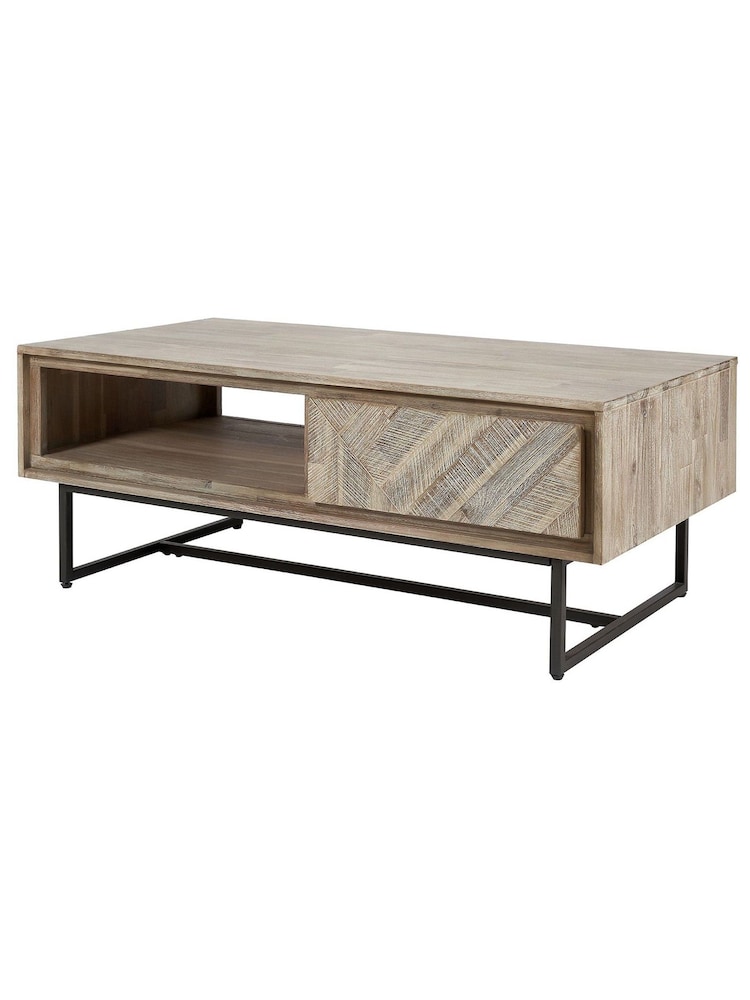 Pacific Brown Marca Acacia Wood 2 Drawer Coffee Table - Image 2 of 4