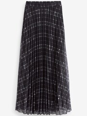 Charcoal Grey Checked Pleated Mesh Maxi Skirt - Image 5 of 5