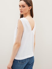 White Linen Blend Button Through Top - Image 2 of 4