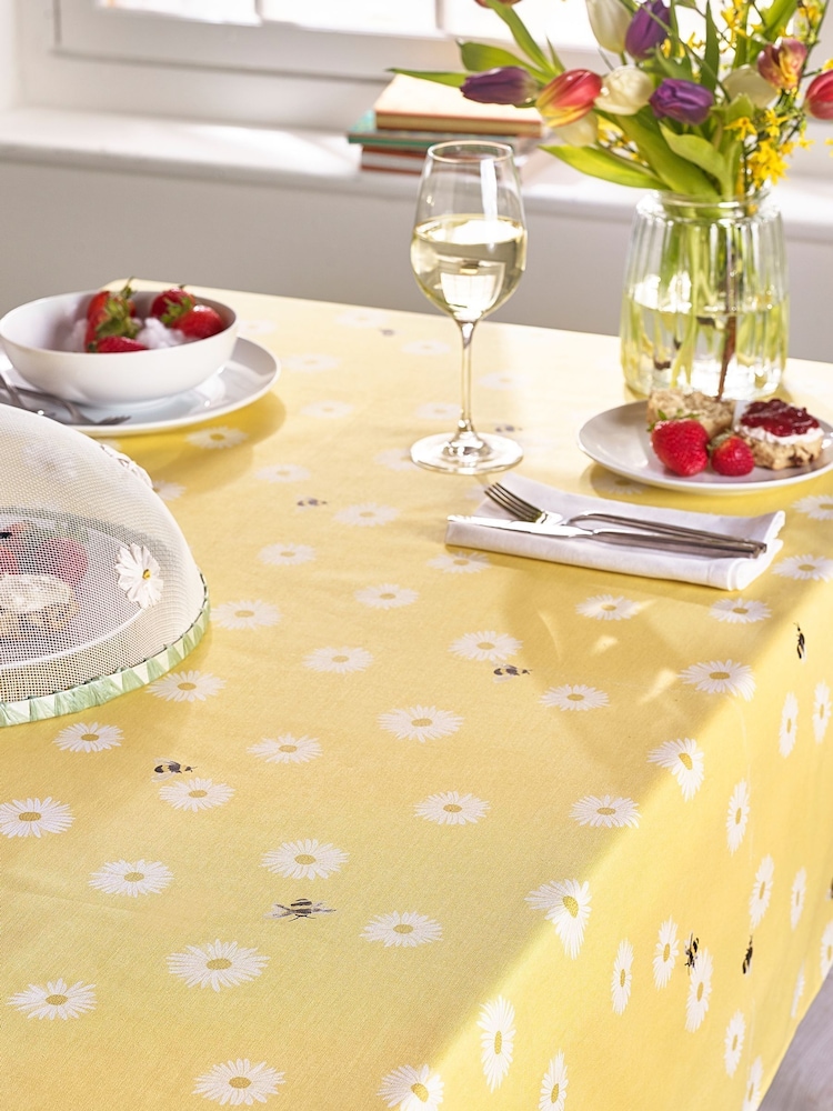 Yellow Daisy Bee Wipe Clean Tablecloth - Image 1 of 3