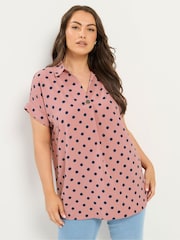 Yours Curve Pink Pleated Front Shirt - Image 1 of 5