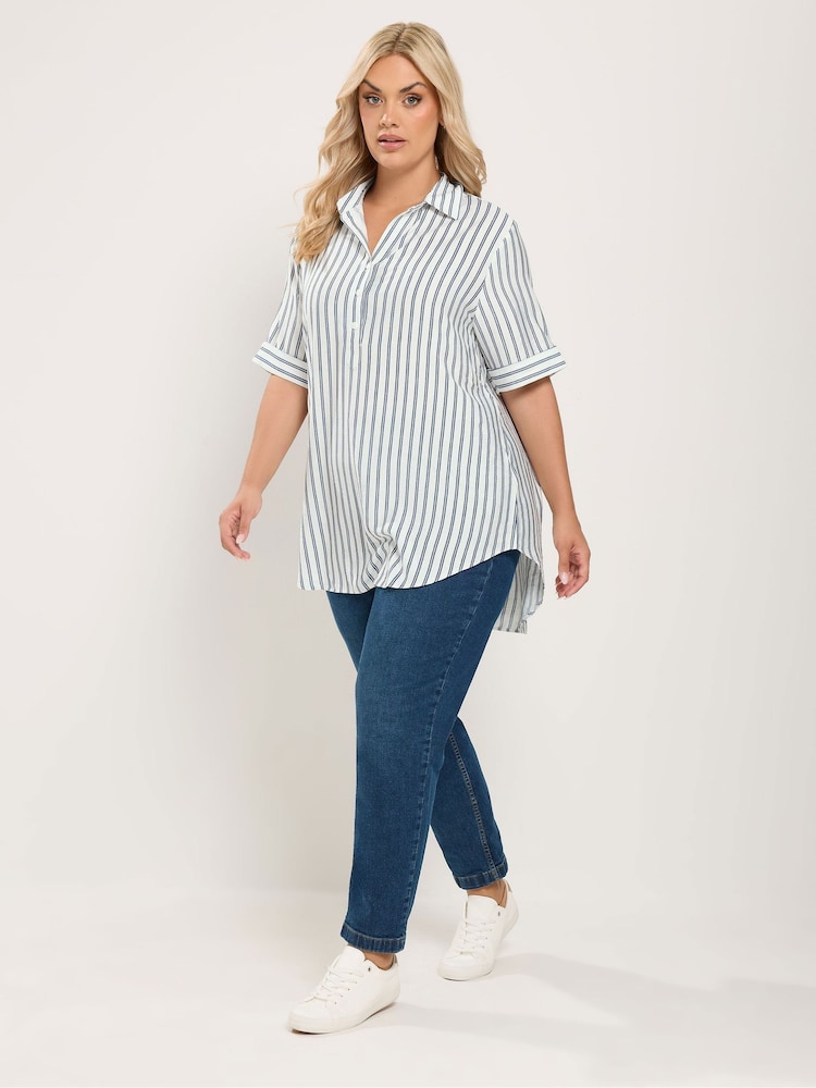 Yours Curve Cream Overhead Half Placket Shirt - Image 2 of 6 Yours Curve Cream Overhead Half Placket Shirt - Image 2 of 6
