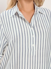 Yours Curve Cream Overhead Half Placket Shirt - Image 4 of 6