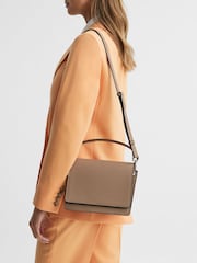 Reiss Camel Daphne Leather Concertina Cross-body Bag - Image 2 of 5