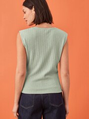 Sage Ribbed Sweetheart Neck Cosy Knit Top - Image 3 of 5