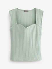 Sage Ribbed Sweetheart Neck Cosy Knit Top - Image 5 of 5