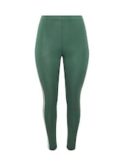 Yours Curve Green Side Stripe Leggings - Image 2 of 3