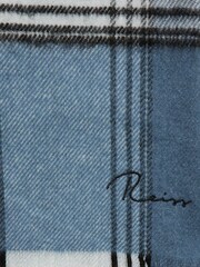 Reiss Airforce Blue Belair Check Wool Blend Scarf - Image 4 of 4