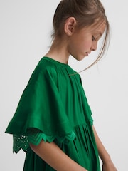 Reiss Green Alivia Junior Lace Sleeve Dress - Image 4 of 8