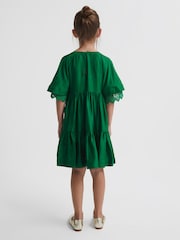 Reiss Green Alivia Junior Lace Sleeve Dress - Image 5 of 8