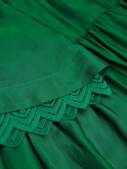 Reiss Green Alivia Junior Lace Sleeve Dress - Image 8 of 8