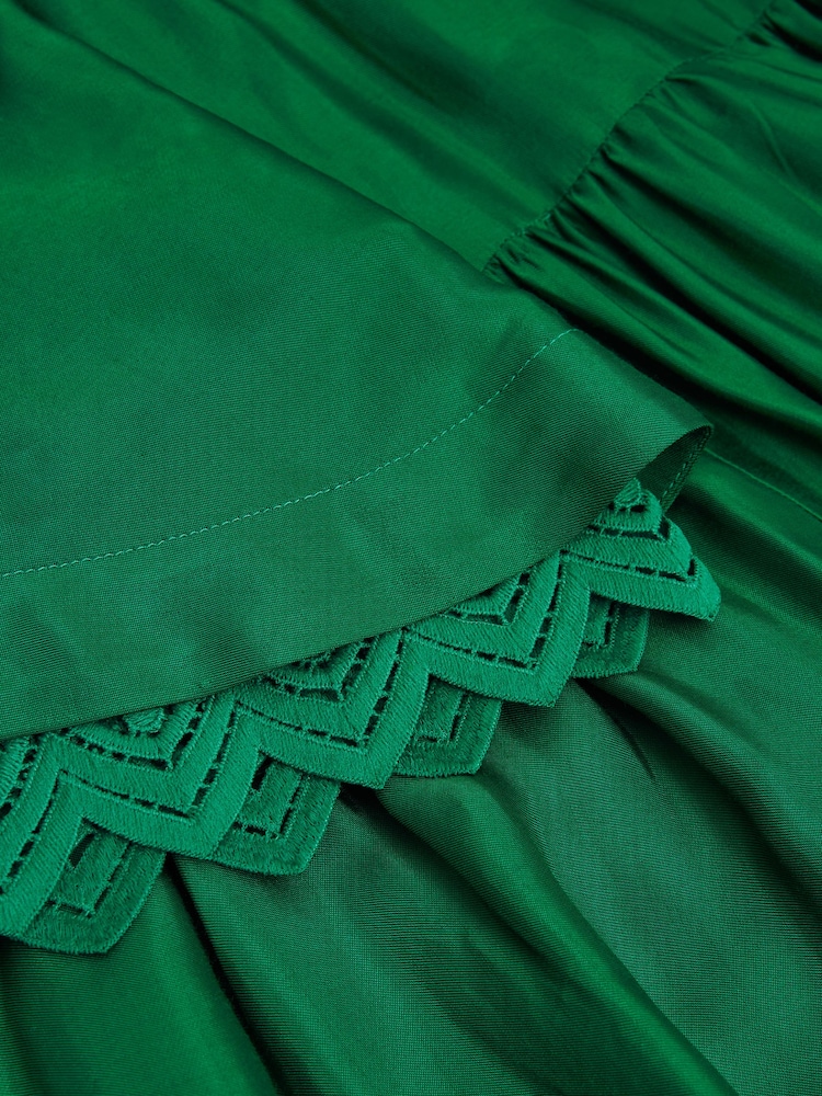 Reiss Green Alivia Junior Lace Sleeve Dress - Image 8 of 8