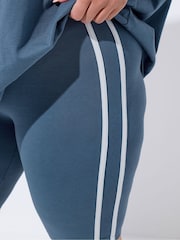 Yours Curve Blue Side Contrast Stripe Shorts - Image 4 of 6
