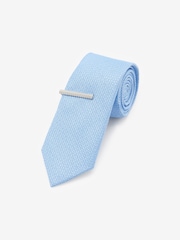 Bleu clair - mince - Ensemble cravate texturée et pince - Image 1 de 3