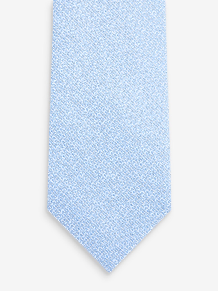 Light Blue Slim Textured Tie And Clip Set - Image 2 of 3 Light Blue Slim Textured Tie And Clip Set - Image 2 of 3