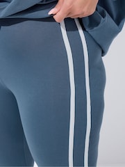 Yours Curve Blue Side Stripe Leggings - Image 4 of 5