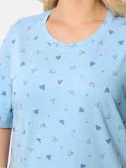 Yours Curve Blue Heart Side Split Night Dress - Image 4 of 5