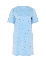 Yours Curve Blue Heart Side Split Night Dress - Image 5 of 5