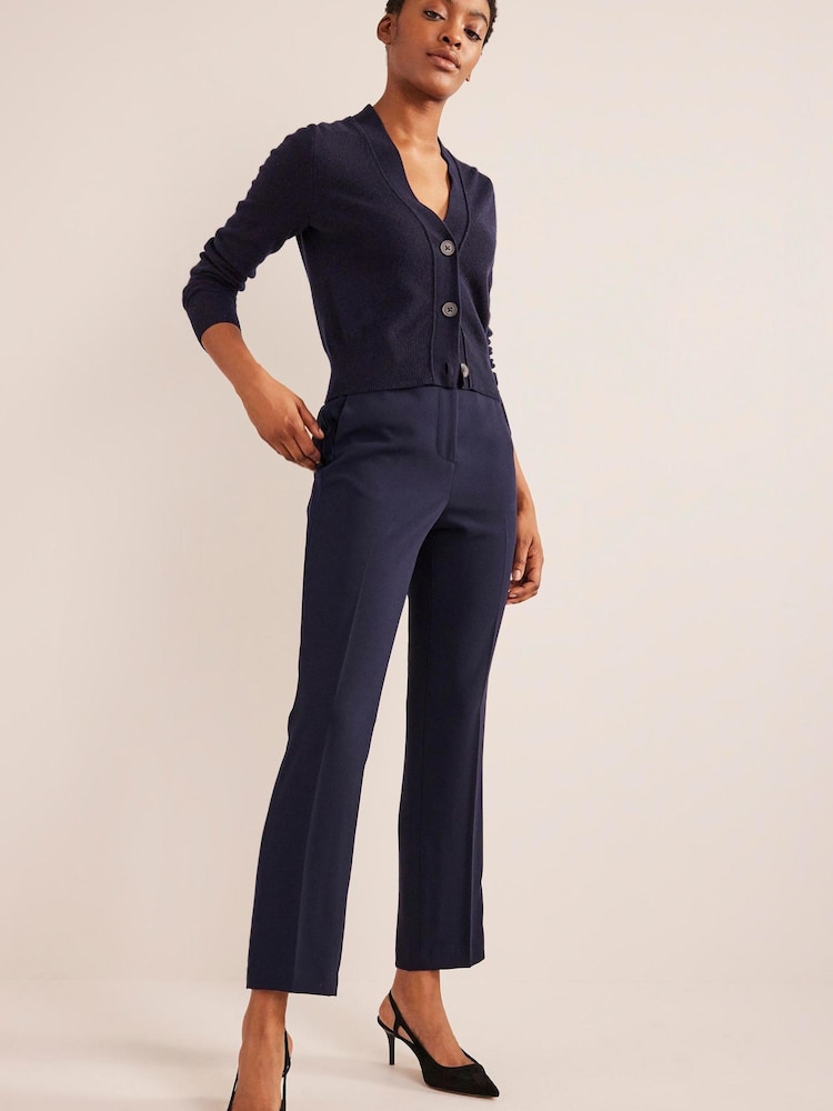 Boden Blue Straight Crepe Trousers - Image 1 of 5