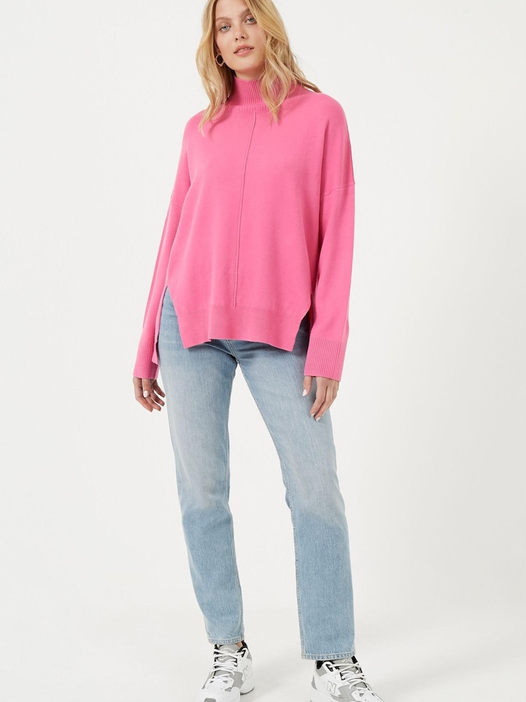 French Connection Pink Babysoft River Knits High Neck Jumper - Image 1 of 1