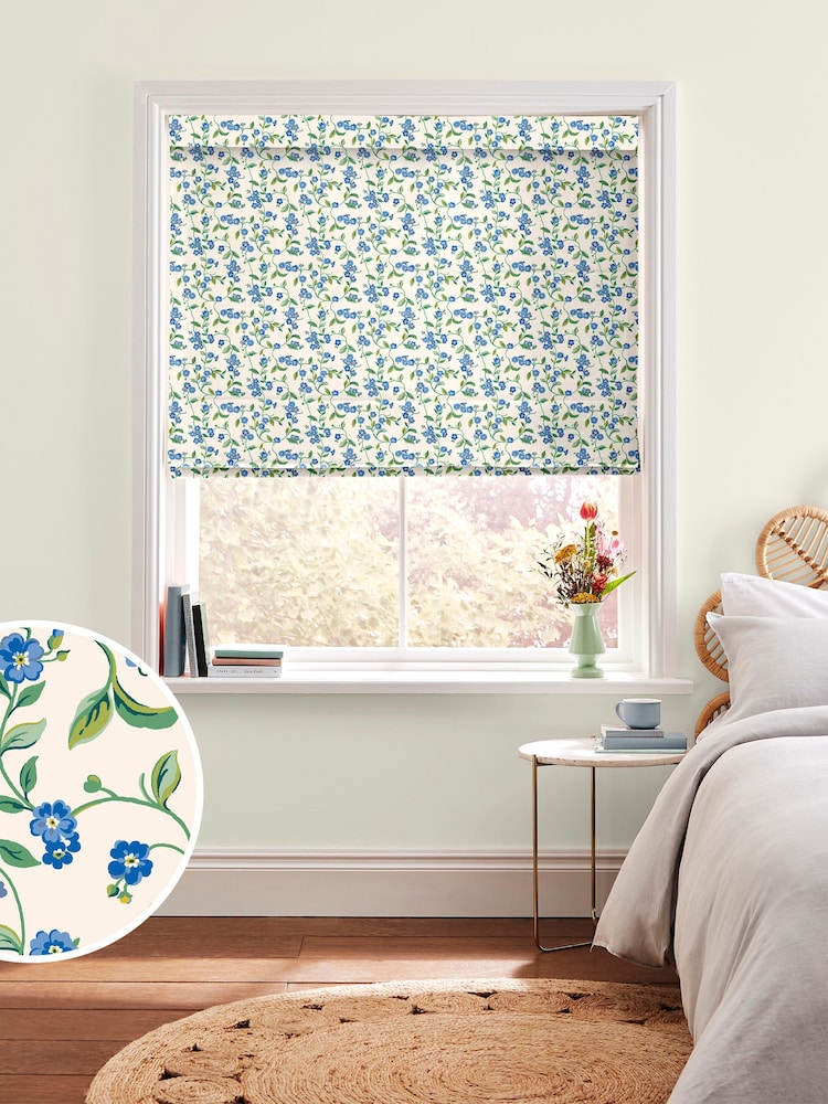 Cath Kidston Blue Forget Me Not Made To Measure Roman 100% Cotton Blinds - Image 1 of 6