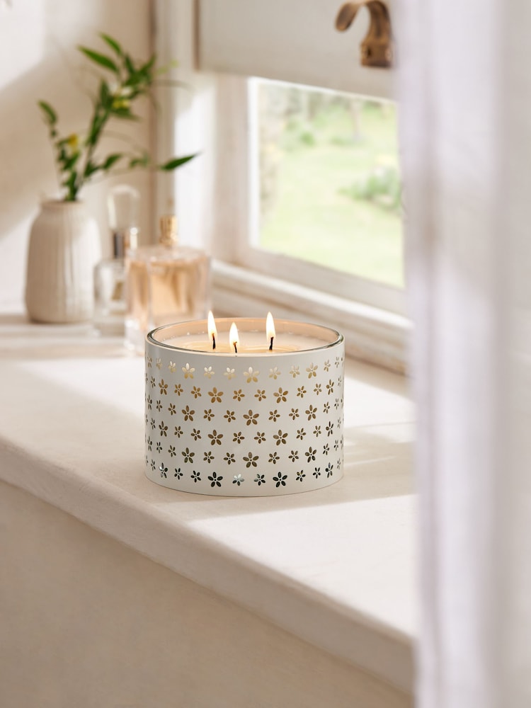 Yellow White Jasmine 3 Wick Scented Candle - Image 1 of 2