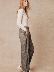 Mint Velvet Grey Metallic Check Trousers - Image 1 of 4