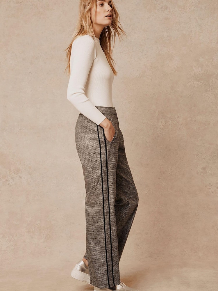 Mint Velvet Grey Metallic Check Trousers - Image 1 of 4