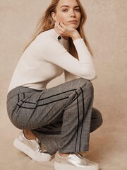 Mint Velvet Grey Metallic Check Trousers - Image 2 of 4
