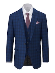 Skopes Blue Slim Fit Felix Check Suit: Jacket - Image 3 of 4