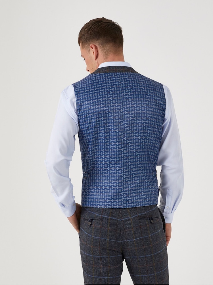 Skopes Grey Doyle Tweed Wool Blend Tailored Fit Suit Waistcoat - Image 2 of 4