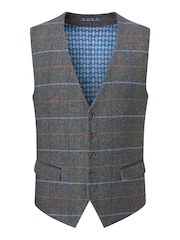 Skopes Grey Doyle Tweed Wool Blend Tailored Fit Suit Waistcoat - Image 3 of 4