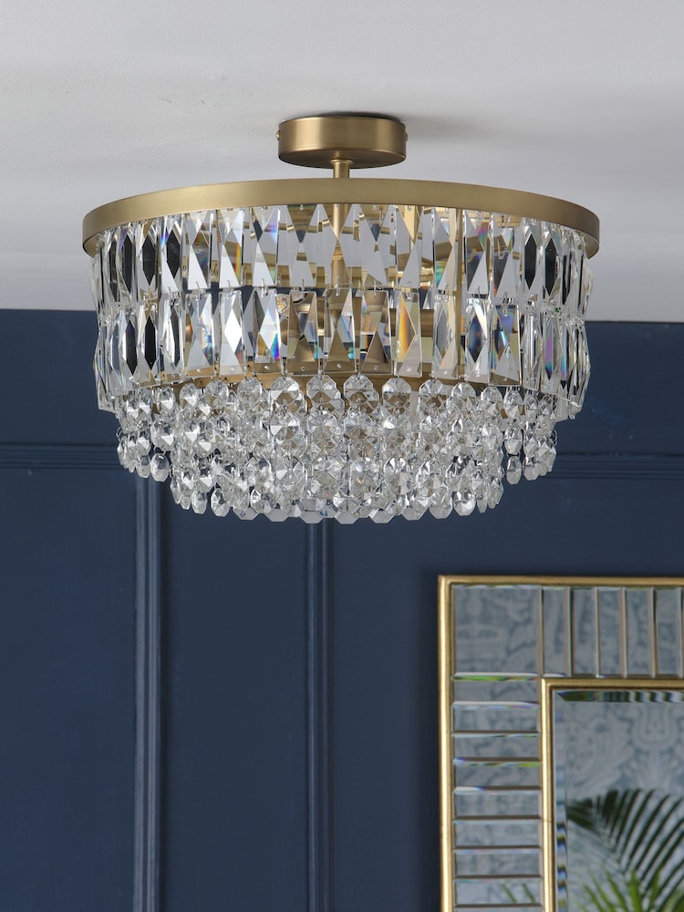 Laura Ashley Brass Rhosill 3 Light Ceiling Light - Image 2 of 6