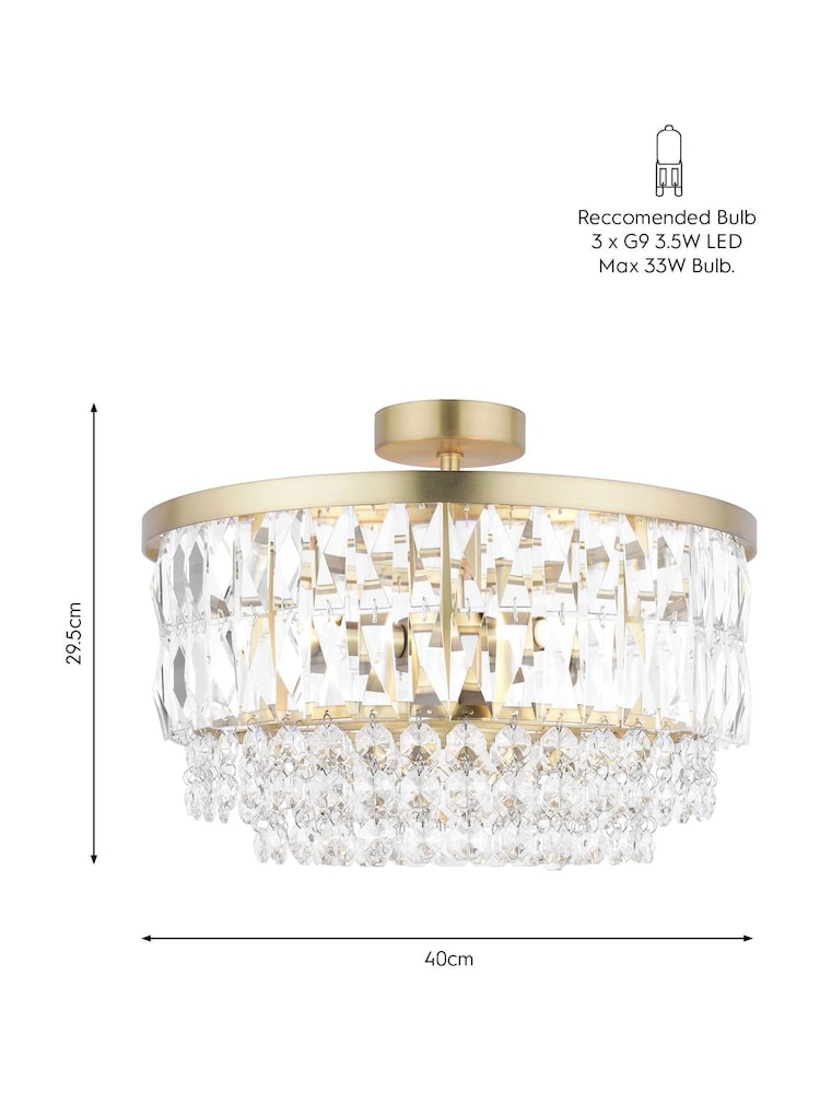 Laura Ashley Brass Rhosill 3 Light Ceiling Light - Image 6 of 6