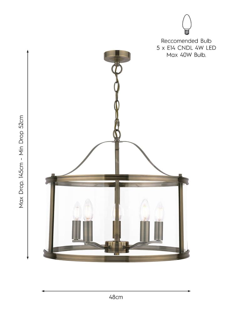 Laura Ashley Brass Harrington Pendant 5 Light Ceiling Light - Image 5 of 5