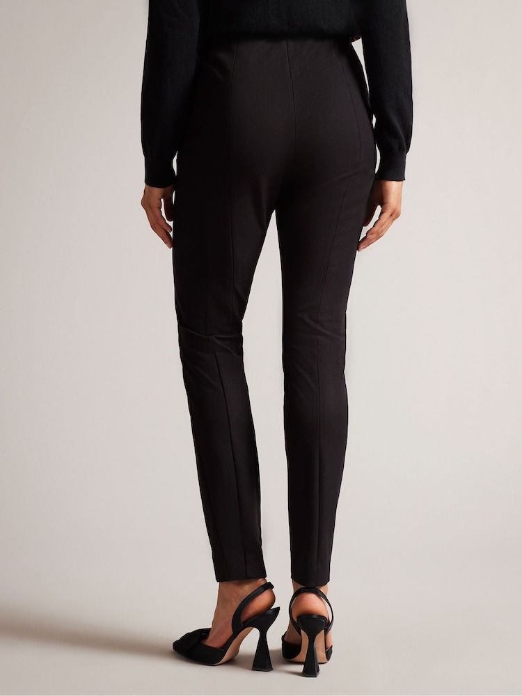 Ted Baker Black Liroi High Waisted Leggings With Faux Popper Detail - Image 2 of 4 Ted Baker Black Liroi High Waisted Leggings With Faux Popper Detail - Image 2 of 4