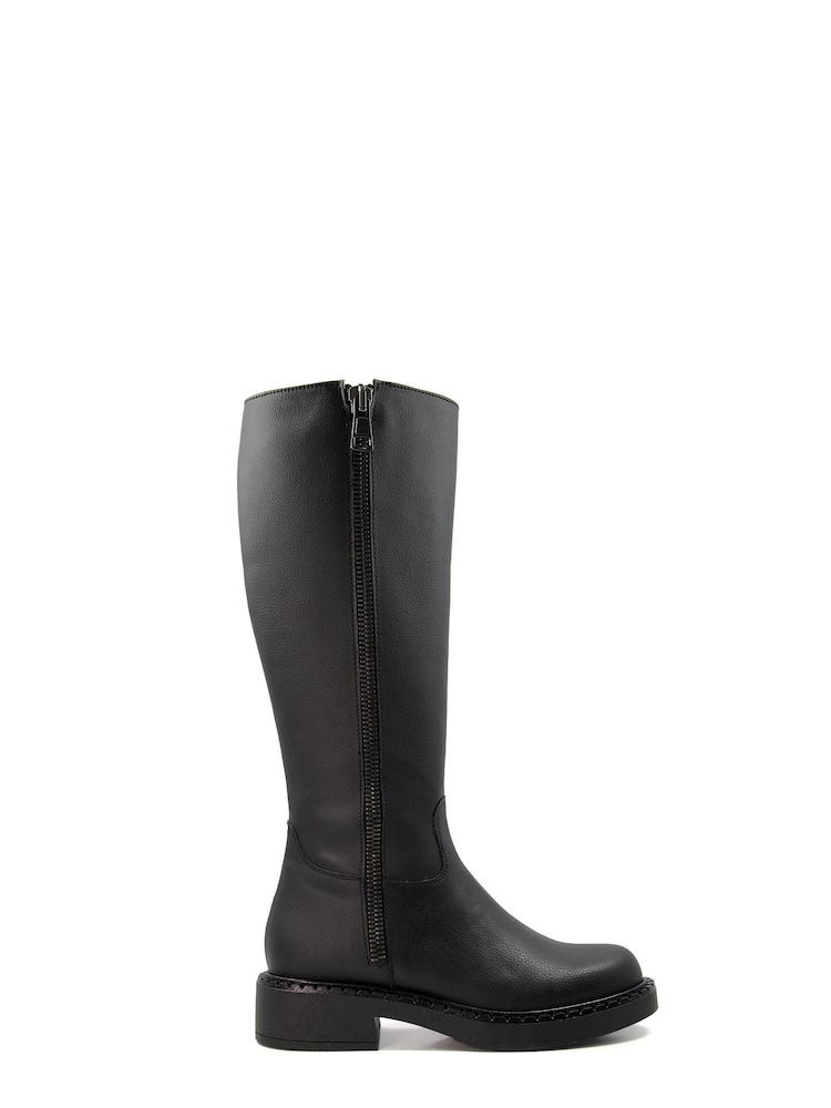 Dune London Treasured Sustainable High Leg Black Boots - Image 1 of 4