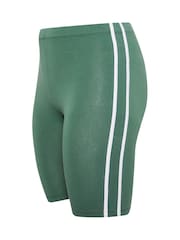 Yours Curve Green Side Contrast Stripe Shorts - Image 3 of 3