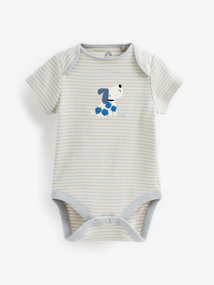 Blue Baby Short Sleeve Bodysuits 3 Pack - Image 6 of 9