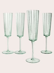Laura Ashley 4 Pack Green Champagne Glasses - Image 1 of 3