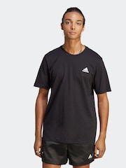adidas Black Essentials Single Jersey Embroidered Small Logo 100% Cotton T-Shirt - Image 1 of 6
