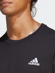 adidas Black Essentials Single Jersey Embroidered Small Logo 100% Cotton T-Shirt - Image 4 of 6